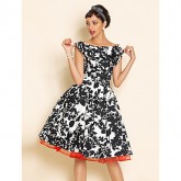 TS VINTAGE Print Swing Dress With Petticoat  